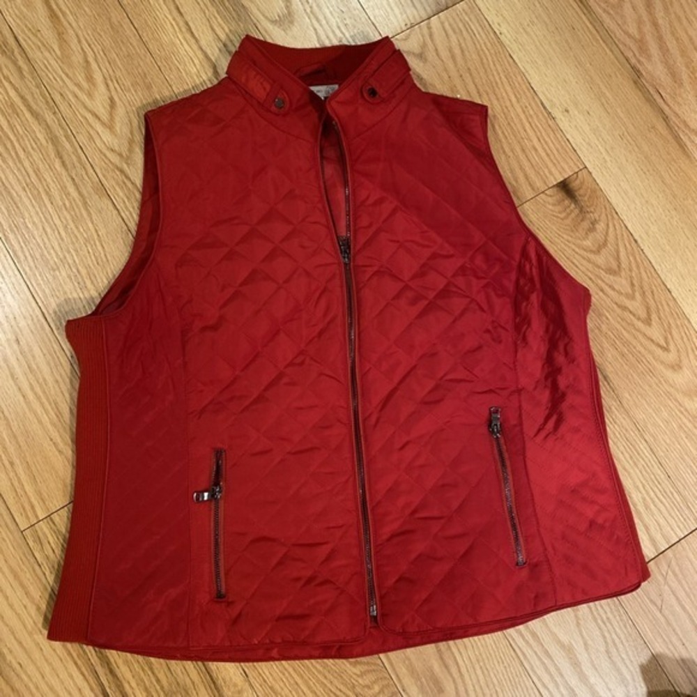 Westport 1962 Women's Red Quilted Vest 1X Zipper Pockets 205